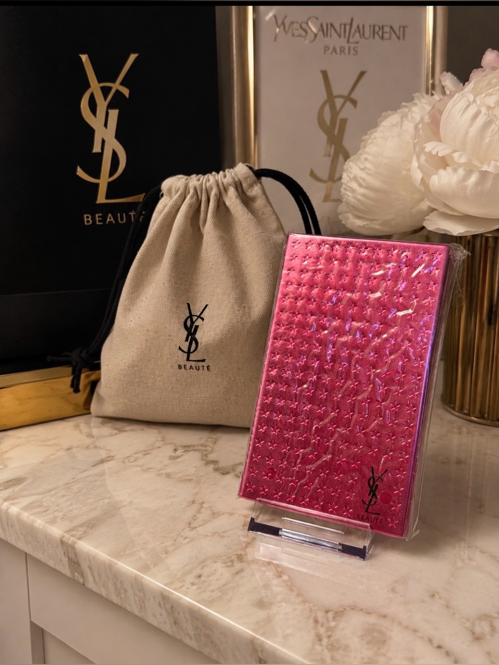 Yves Saint Laurent Beaute Pink shimmer Pattern notebook journal GWP